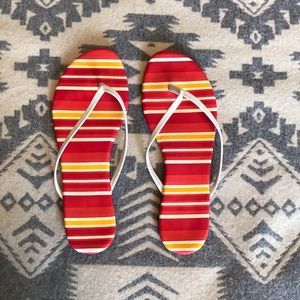 Striped flip flops